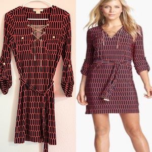 Michael Kors printed semi-stretch mini dress with belt